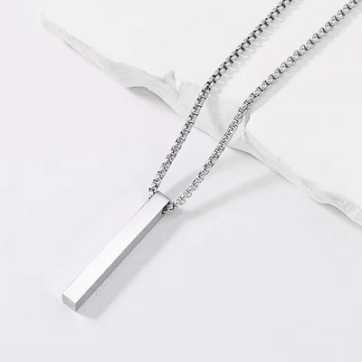 Collar barra plateada personalizable para caballero