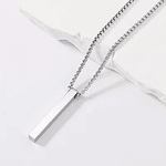 Collar barra plateada personalizable para caballero