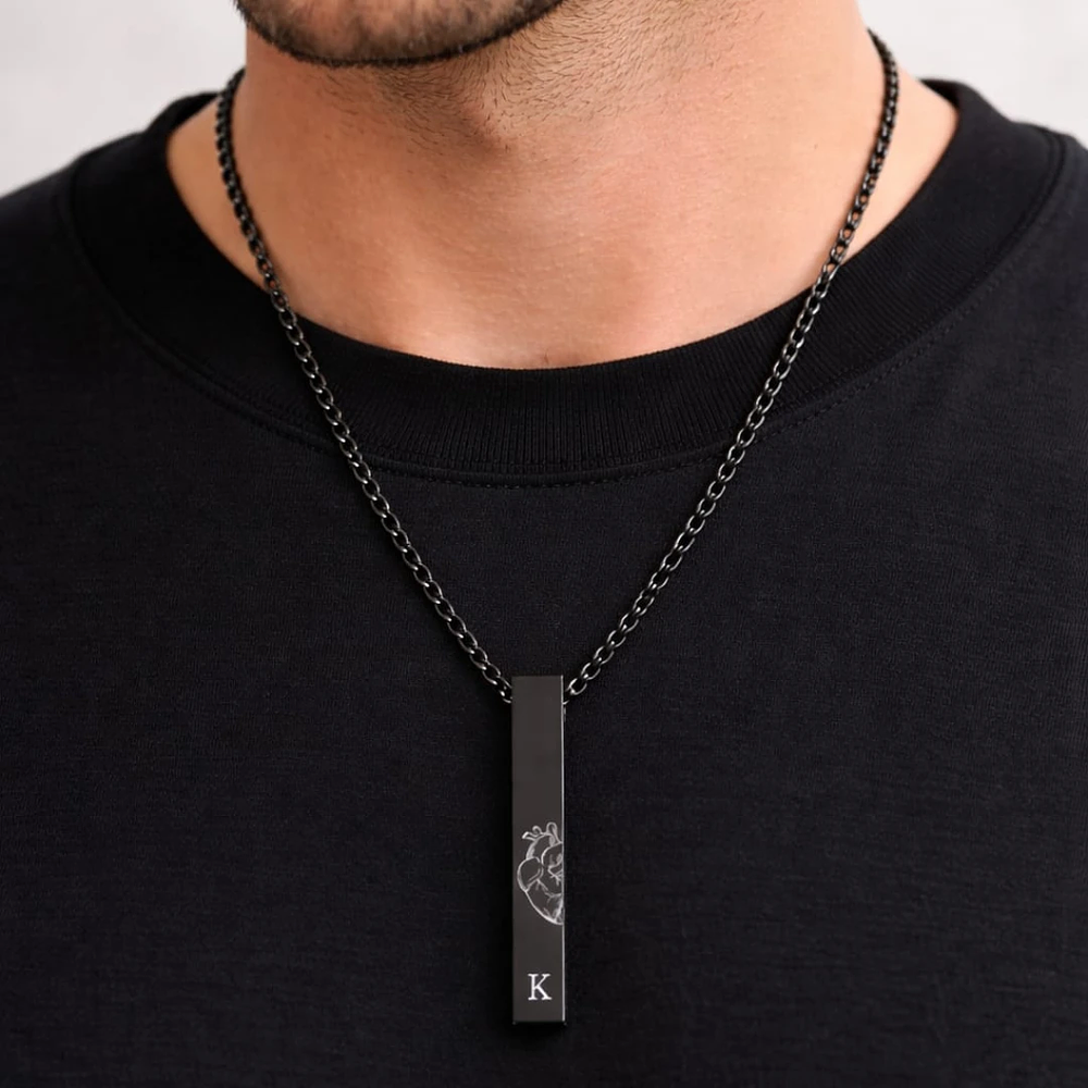 Collar barra negra personalizable para caballero