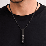 Collar barra negra personalizable para caballero