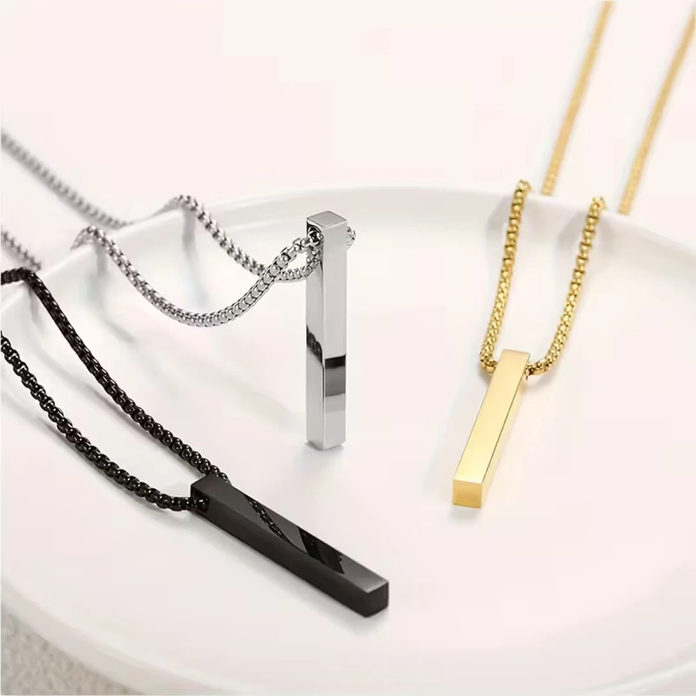 Collar barra negra personalizable para caballero