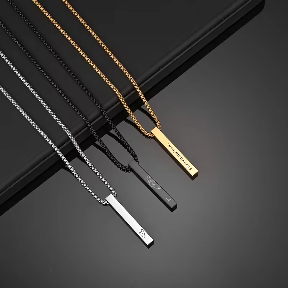 Collar barra dorada personalizable para caballero