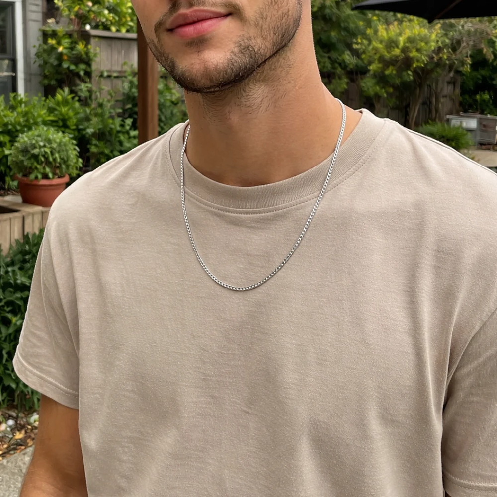 Cadena tipo eslabón Cubano en Plata S925 para Caballero