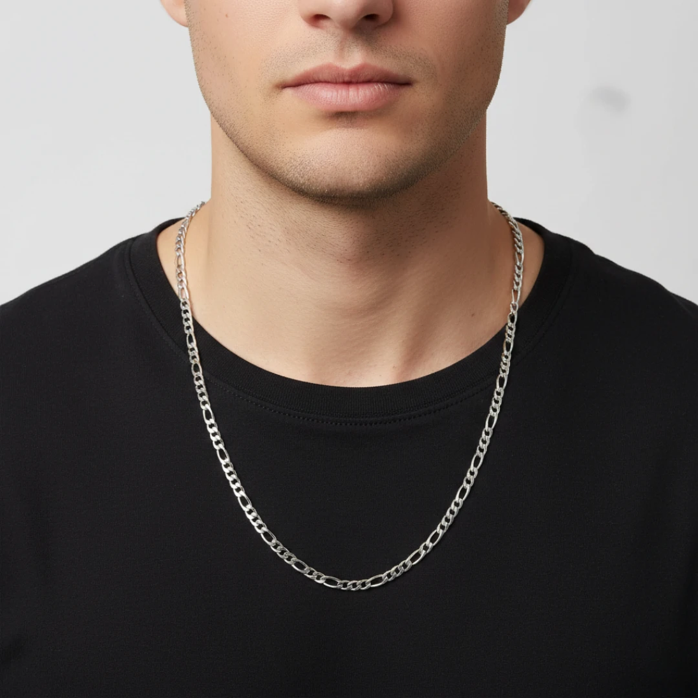 Cadena Figaro 65cm 6mm Hombre Plata 925