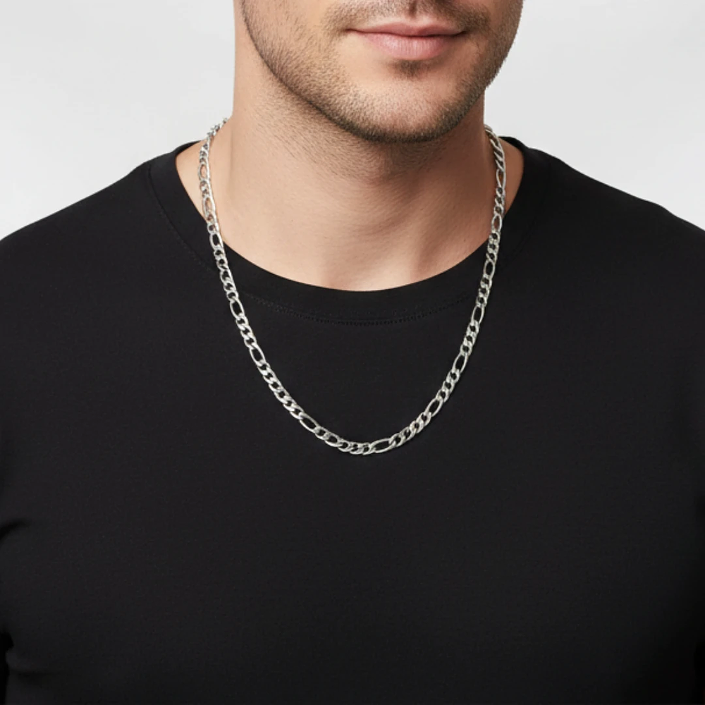 Cadena Figaro 65cm 6mm Hombre Plata 925