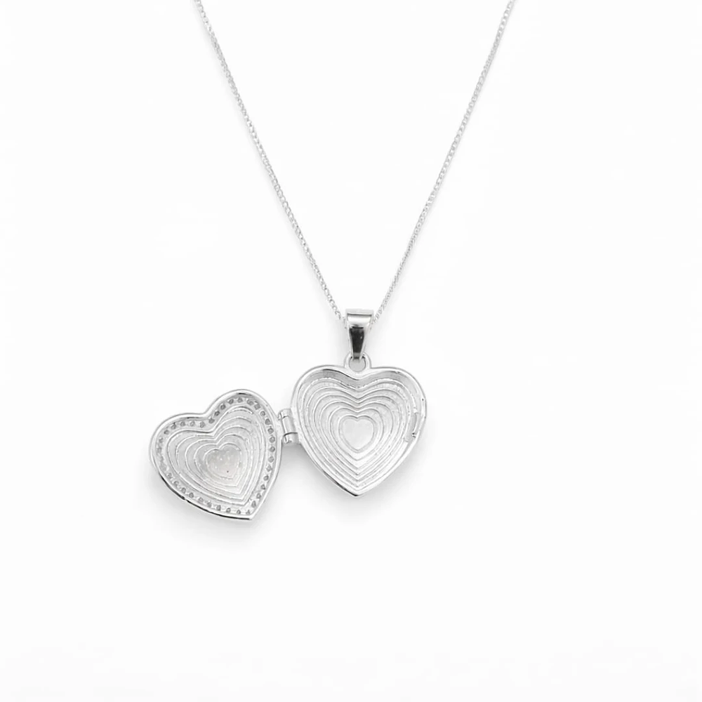 Relicario corazón con micro incrustaciones en Plata Esterlina S925