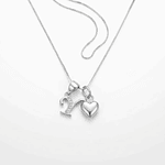 Collar de inicial con dije de corazón Plata Esterlina S925