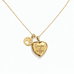 Relicario corazón con dije de huella en Oro Laminado 