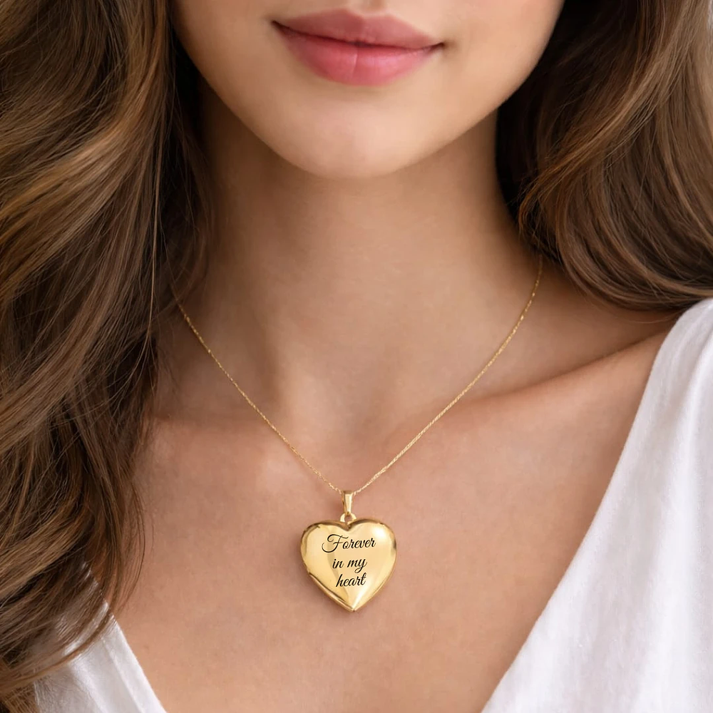 Relicario corazón liso en Oro Laminado