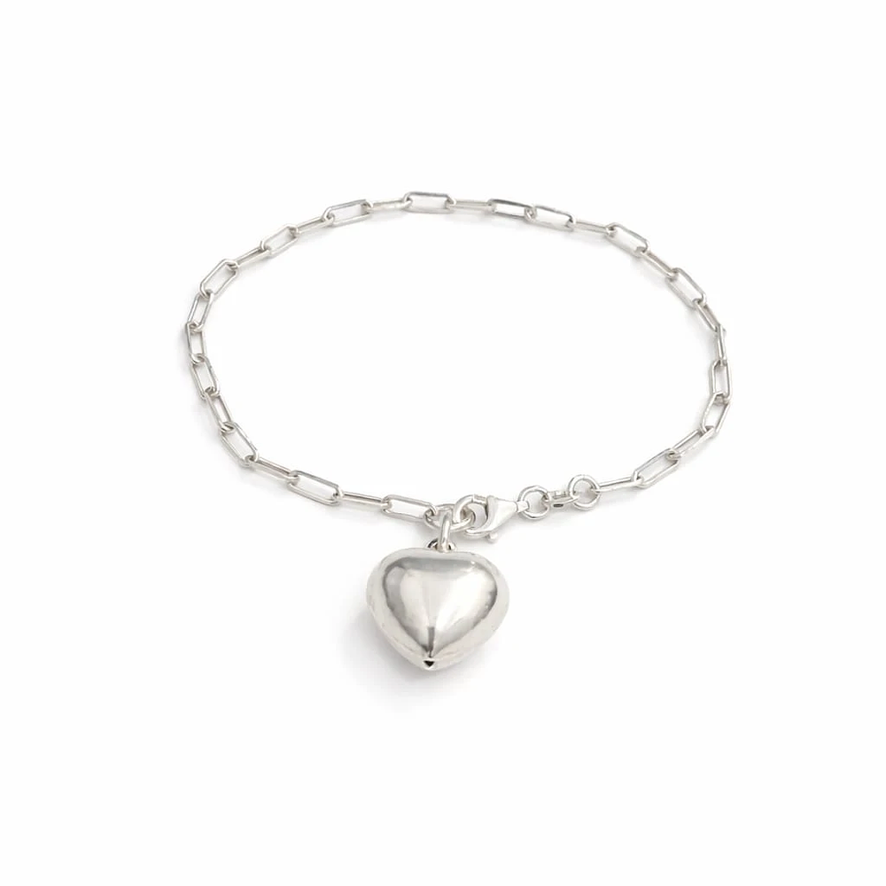 Pulsera eslabonada con corazón en Plata Esterlina S925