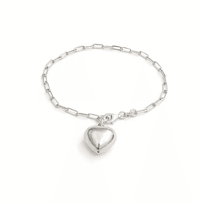 Pulsera eslabonada con corazón en Plata Esterlina S925