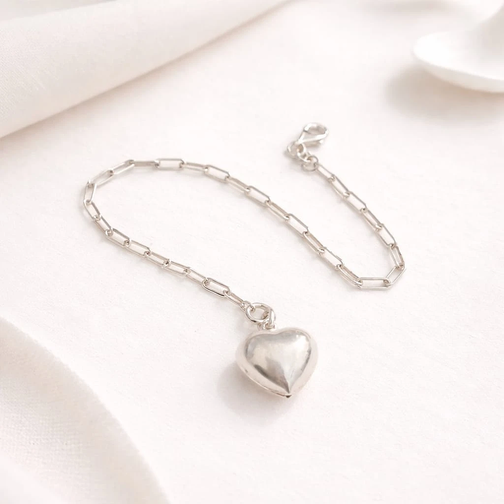 Pulsera eslabonada con corazón en Plata Esterlina S925