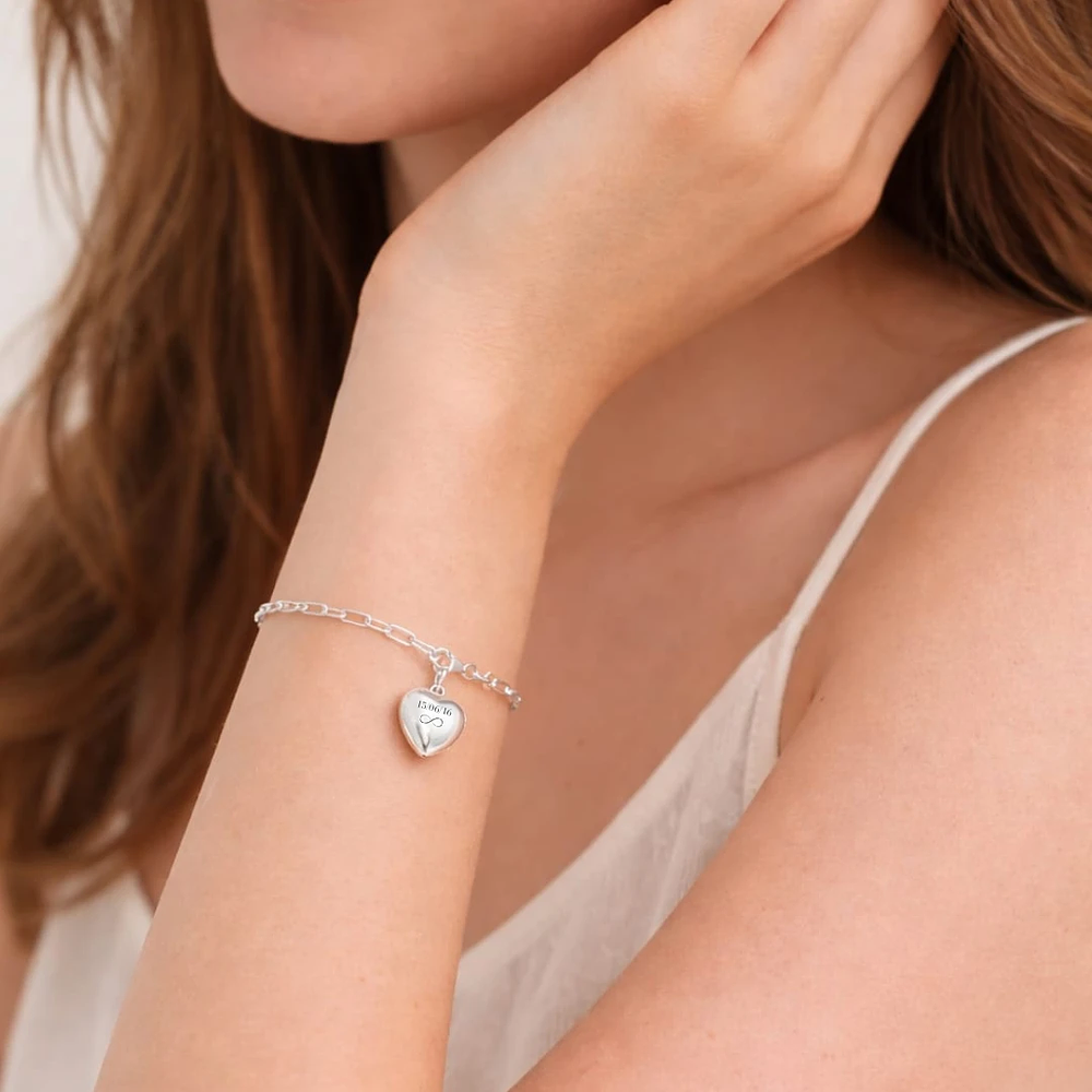 Pulsera eslabonada con corazón en Plata Esterlina S925