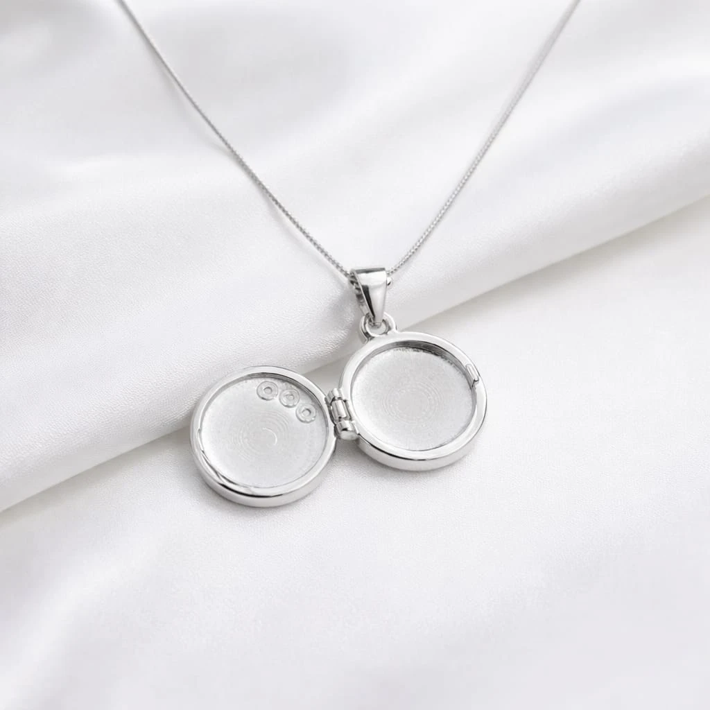 Relicario circular con incrustaciones Plata Esterlina S925