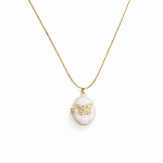 Relicario ovalado diseño mariposa dorada 