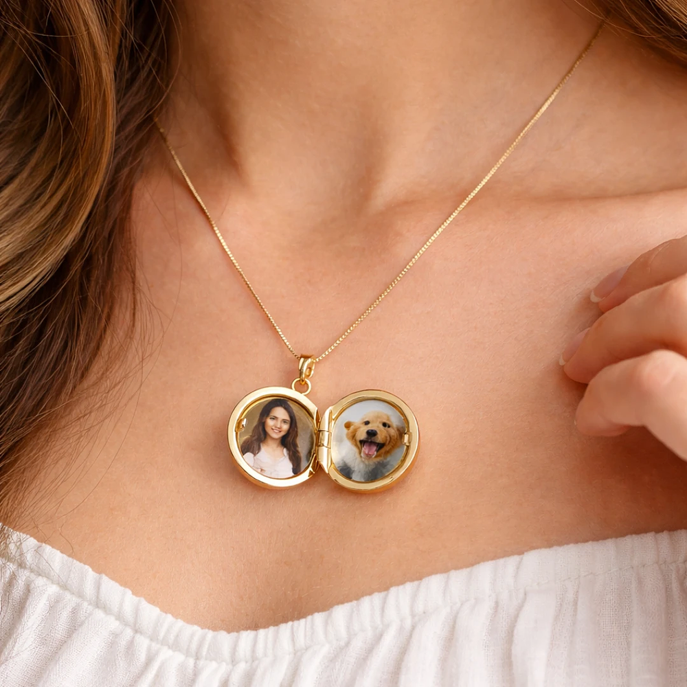 Relicario circular diseño flores de colores