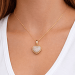 Relicario corazón con micro incrustaciones Oro Laminado