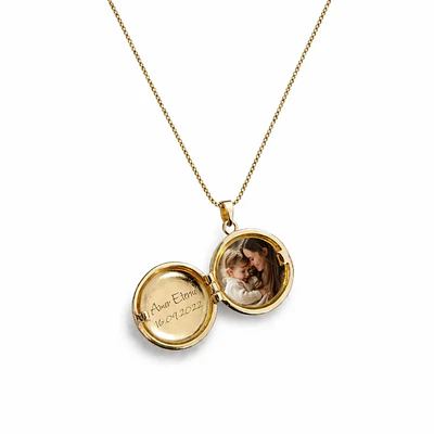 Relicario circular blanco con diseño de sol