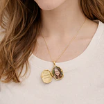 Relicario ovalado irregular diseño Ángel dorado 