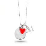 Collar medalla personalizable 15mm con Letra y Corazón en Plata 925