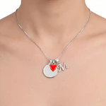 Collar medalla personalizable 15mm con Letra y Corazón en Plata 925