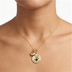 Collar medalla 15mm personalizable con dije de corazón Oro Laminado