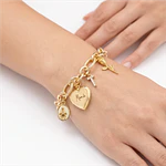 Pulsera Relicario para Mamá con Dijes Virgen, Inicial y Rosa