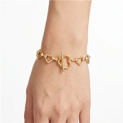 Pulsera Eslabonada de Corazones Dorada