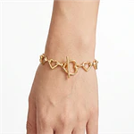 Pulsera Eslabonada de Corazones Dorada