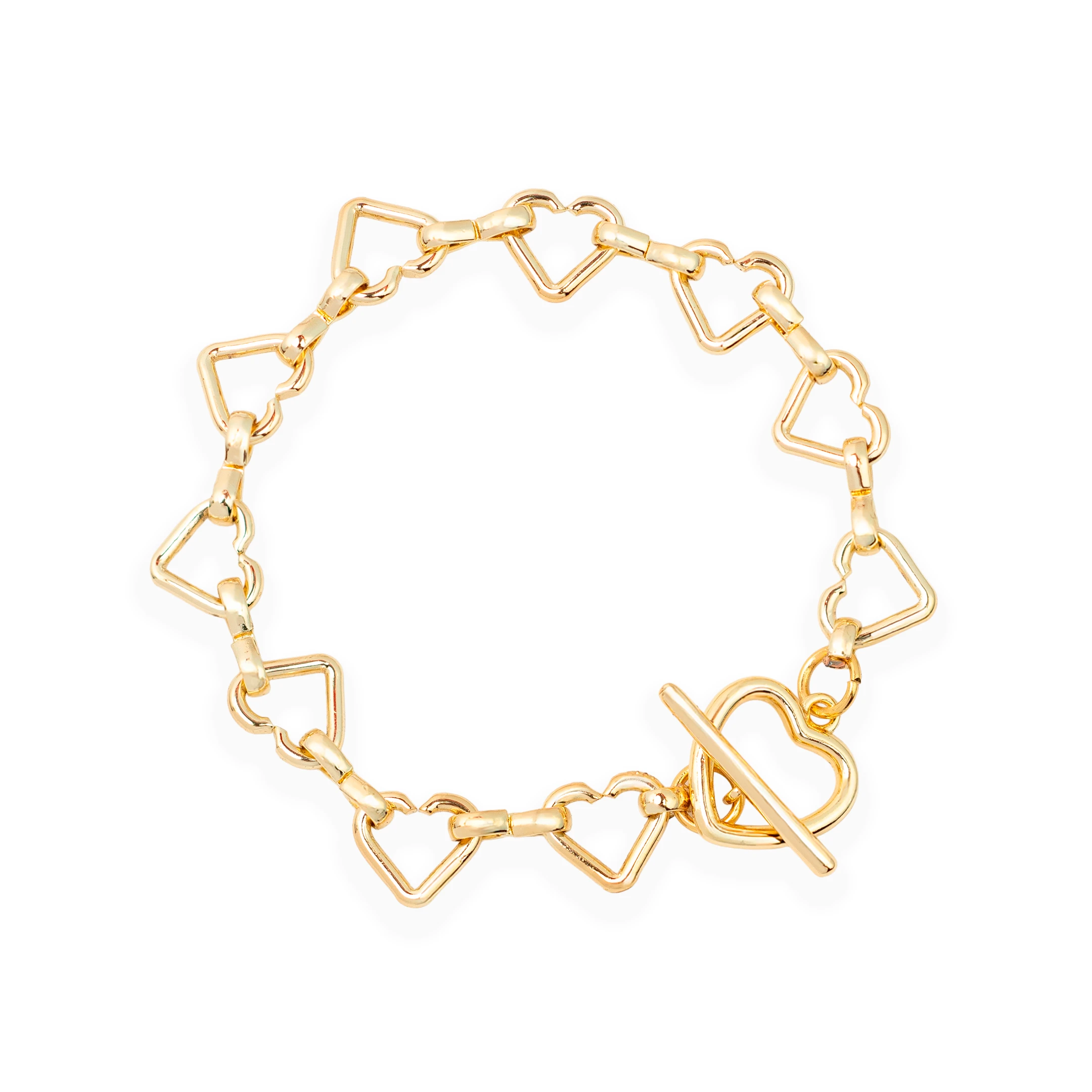Pulsera Eslabonada de Corazones Dorada