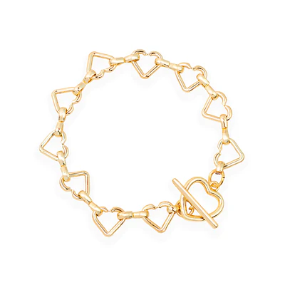 Pulsera Eslabonada de Corazones Dorada