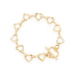 Pulsera Eslabonada de Corazones Dorada
