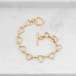 Pulsera Eslabonada de Corazones Dorada
