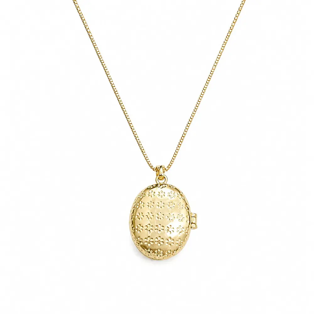 Relicario ovalado diseño tulipán morado 