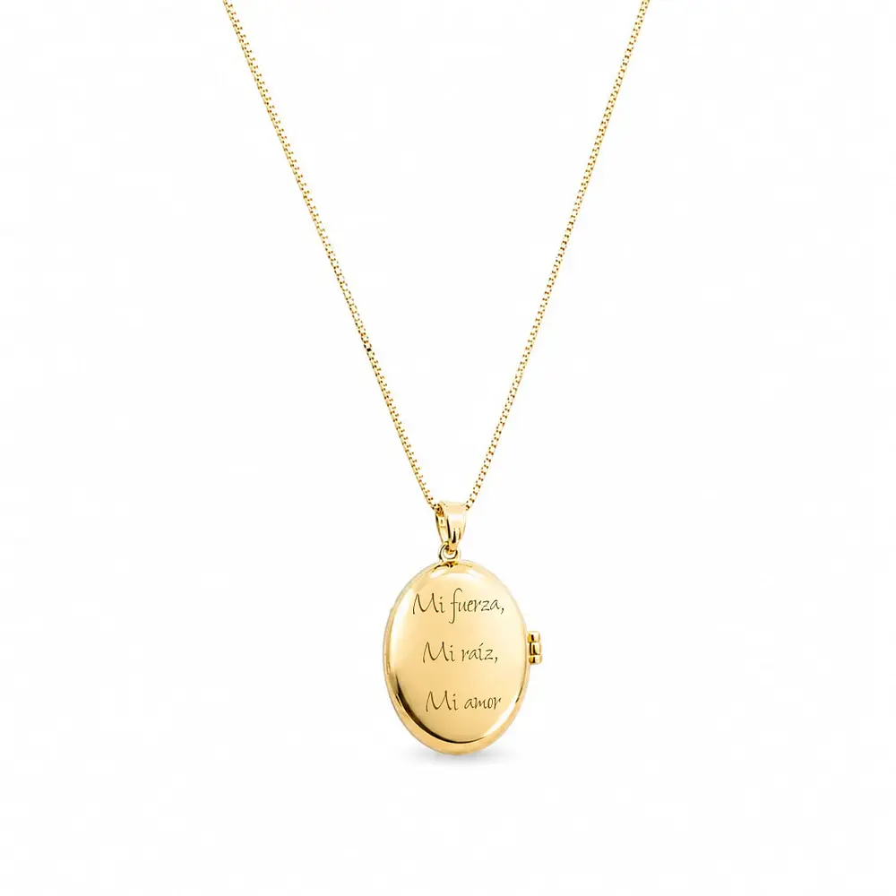 Relicario ovalado aguamarina diseño de mandala 