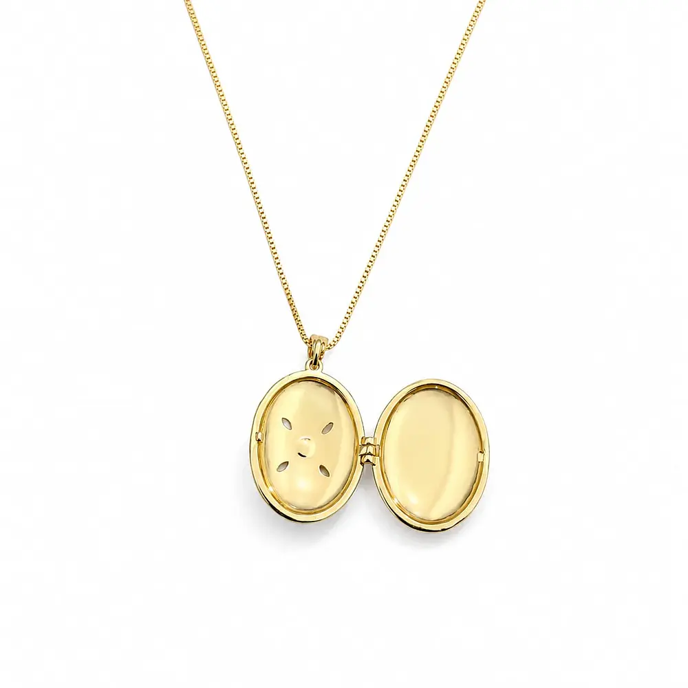 Relicario ovalado aguamarina diseño de mandala 