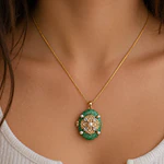 Relicario ovalado aguamarina diseño de mandala 