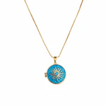 Relicario circular diseño sol azul