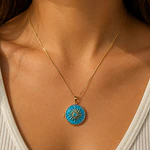 Relicario circular diseño sol azul