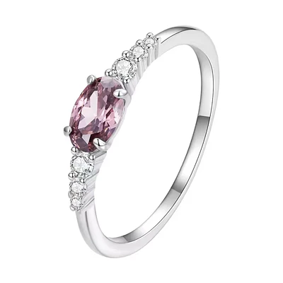 Anillo con circón rosado en plata S925