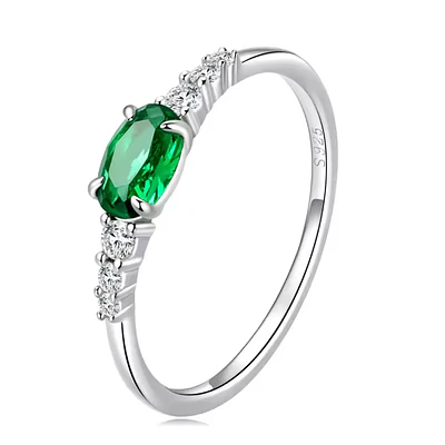 Anillo para dama en plata S925 Circón verde 