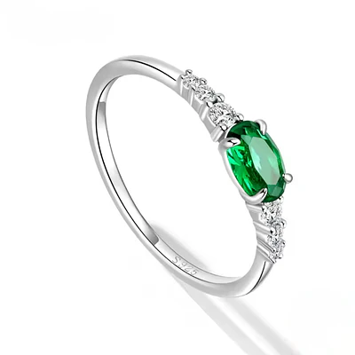 Anillo para dama en plata S925 Circón verde 