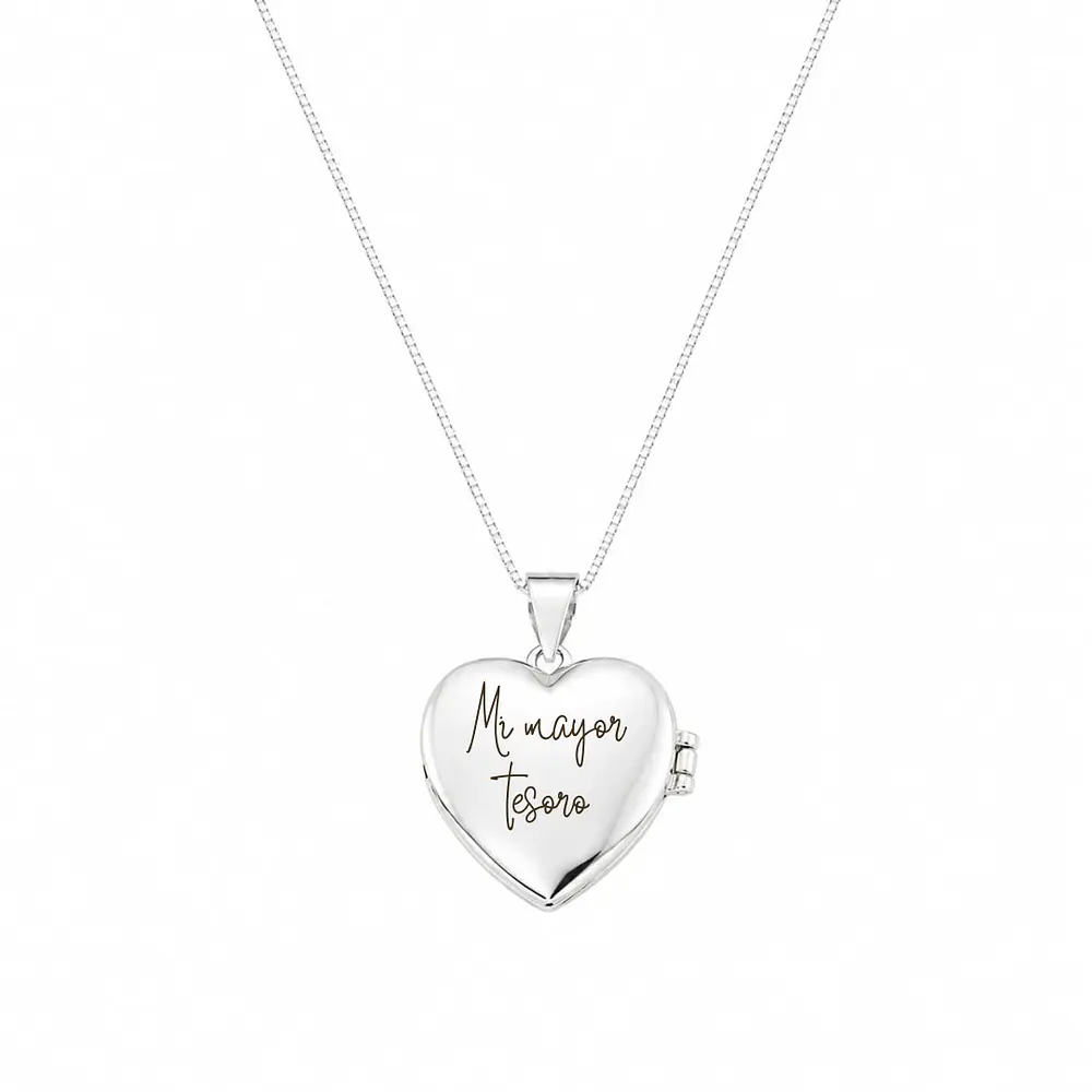 Relicario corazón con diseño de estrella Plata S925