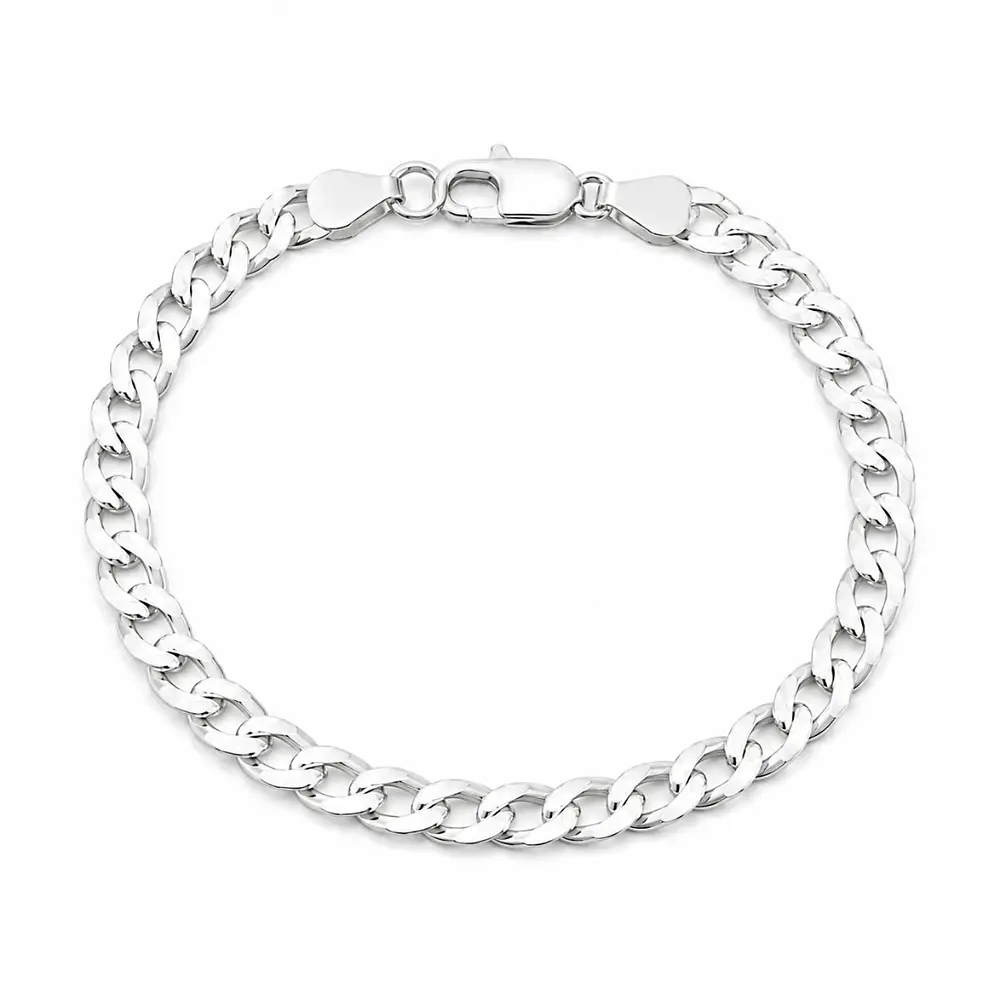 Pulsera cubana delgada plana Plata 925