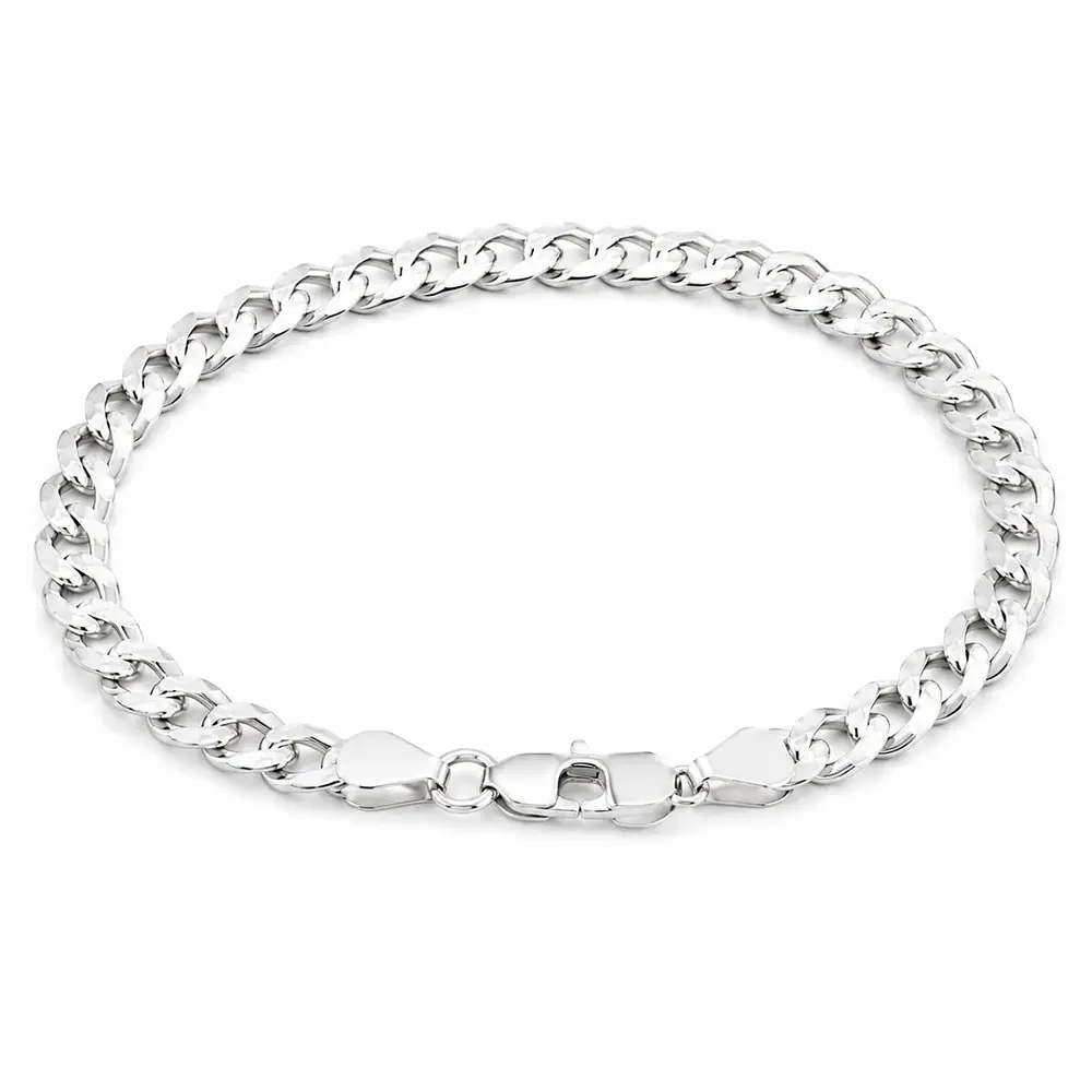 Pulsera cubana delgada plana Plata 925