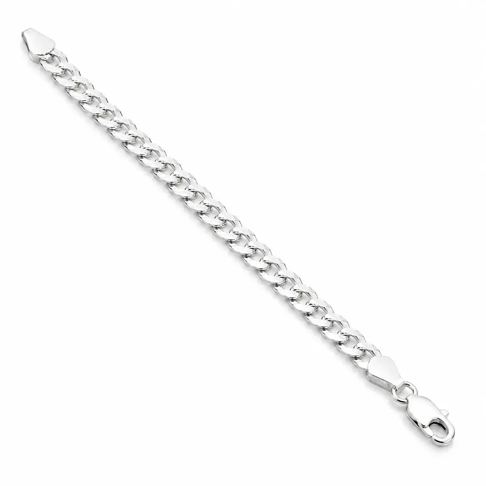 Pulsera cubana delgada plana Plata 925