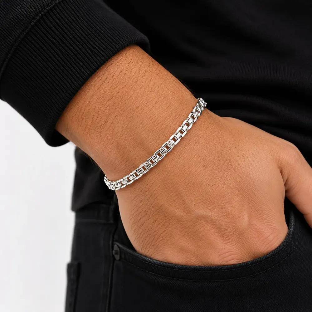 Pulsera tejido Bismark 4mm Plata 925