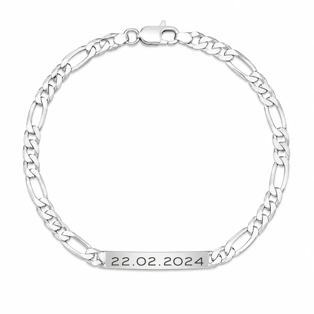 Pulsera esclava tejido fígaro personalizable Plata 925