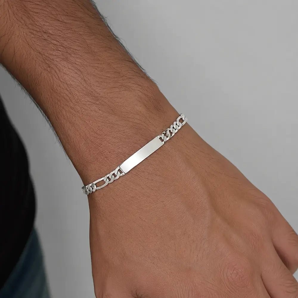 Pulsera esclava tejido fígaro personalizable Plata 925