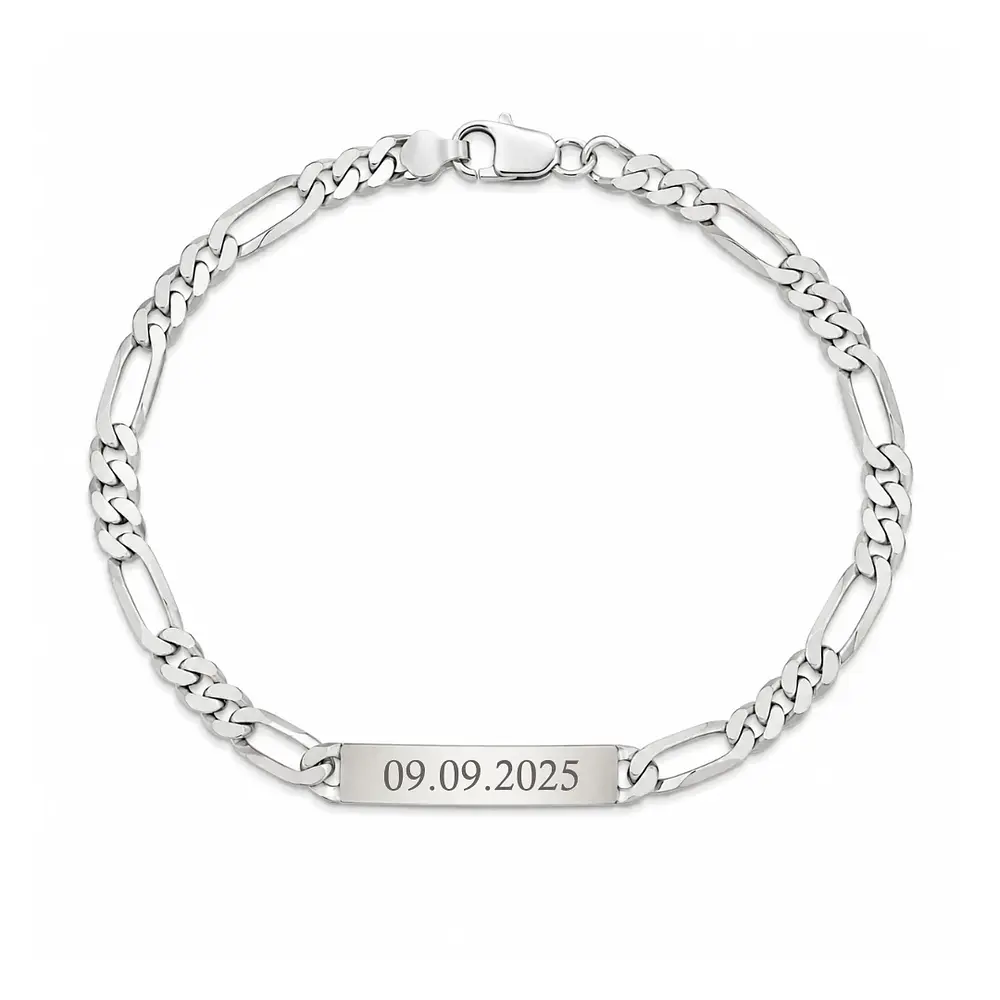 Pulsera esclava tejido fígaro personalizable Plata 925